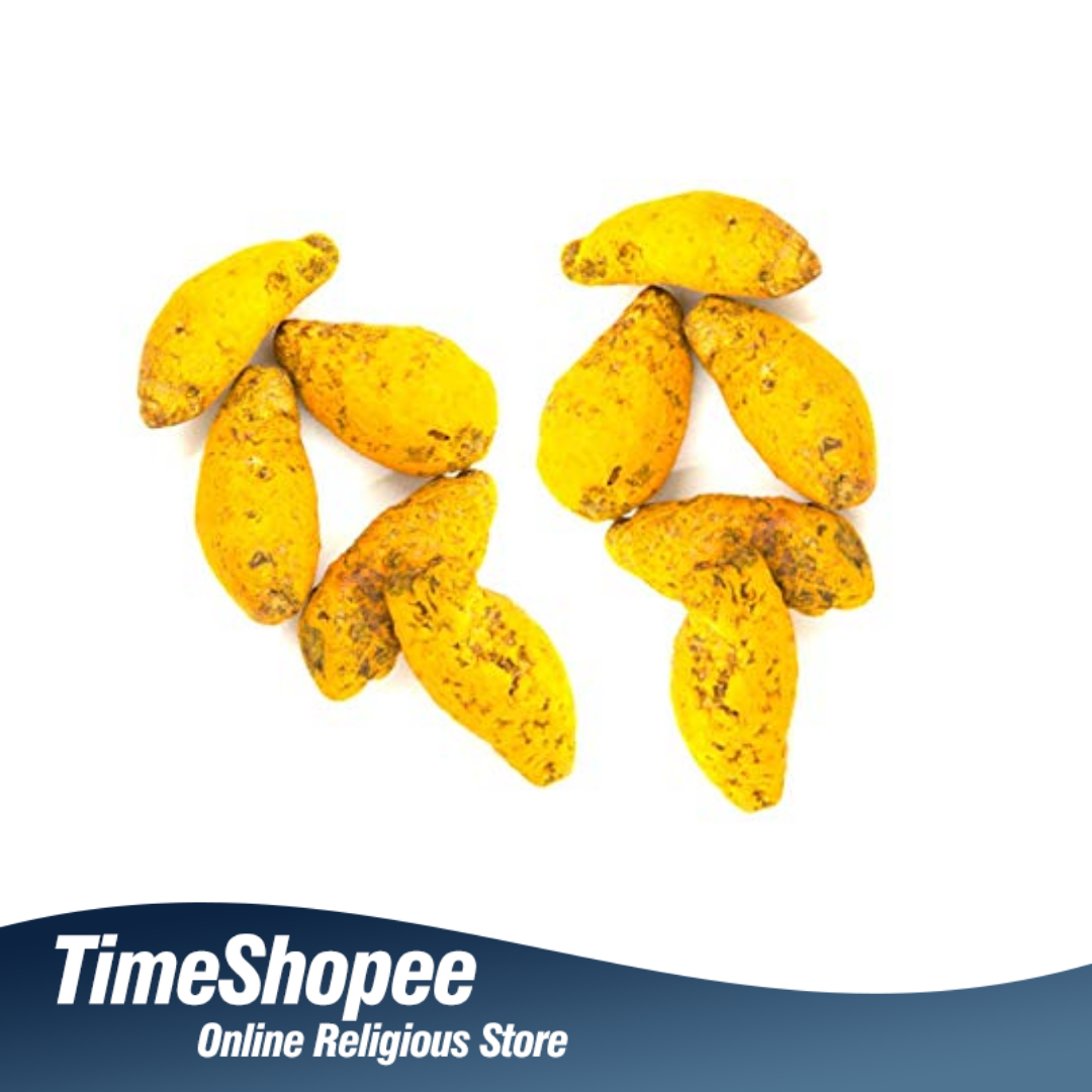 Set of 10 whole yellow turmeric pieces (Sabut Haldi) for remedies and rituals.
