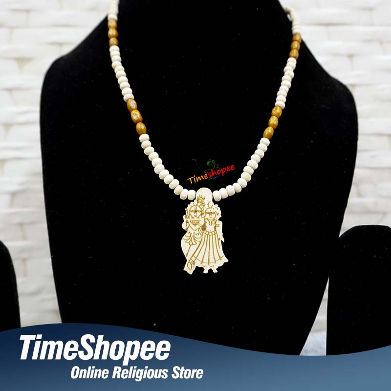 Radha Krishna Tulsi Mala with Pendant | 100% Organic | Timeshopee