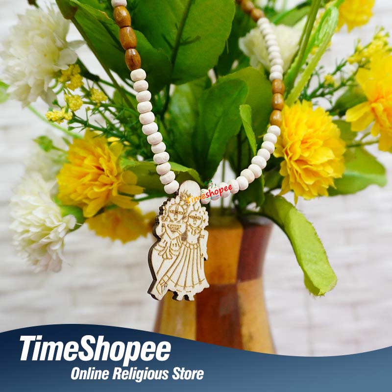 Radha Krishna Tulsi Mala with Pendant | 100% Organic | Timeshopee