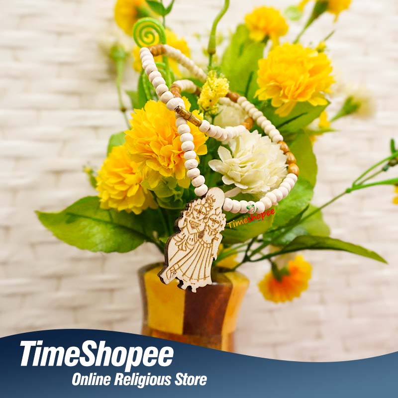 Radha Krishna Tulsi Mala with Pendant | 100% Organic | Timeshopee