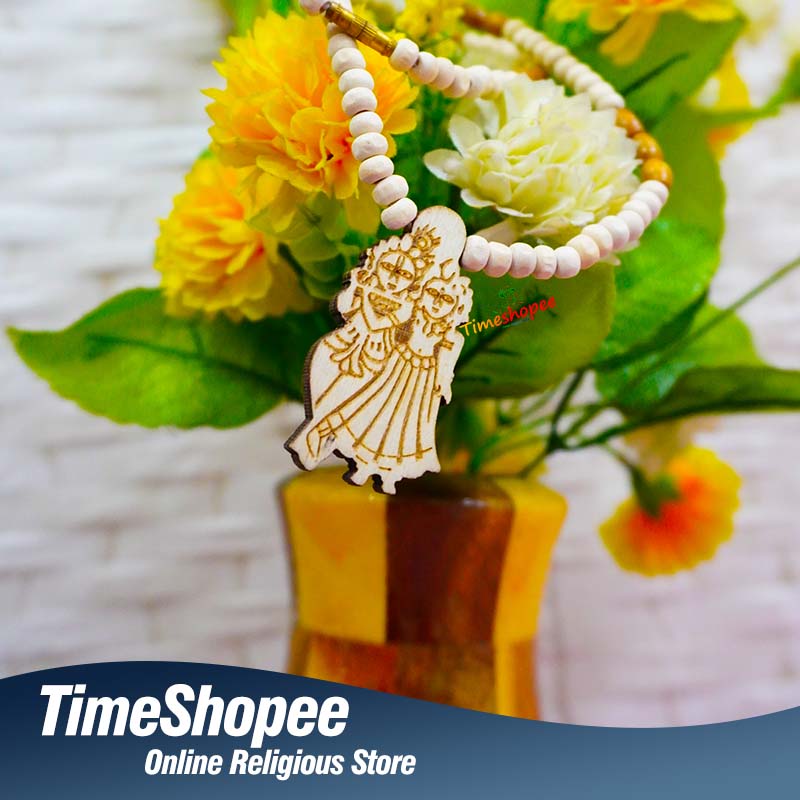 Radha Krishna Tulsi Mala with Pendant | 100% Organic | Timeshopee