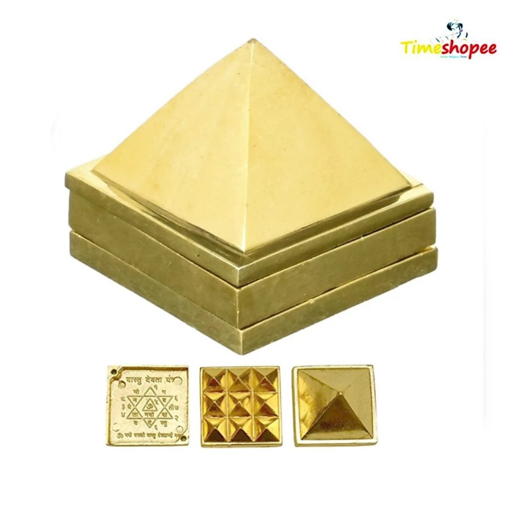 Vaastu Pyramid 3 Layers Golden Set of 3 for Positivity and Goodluck
