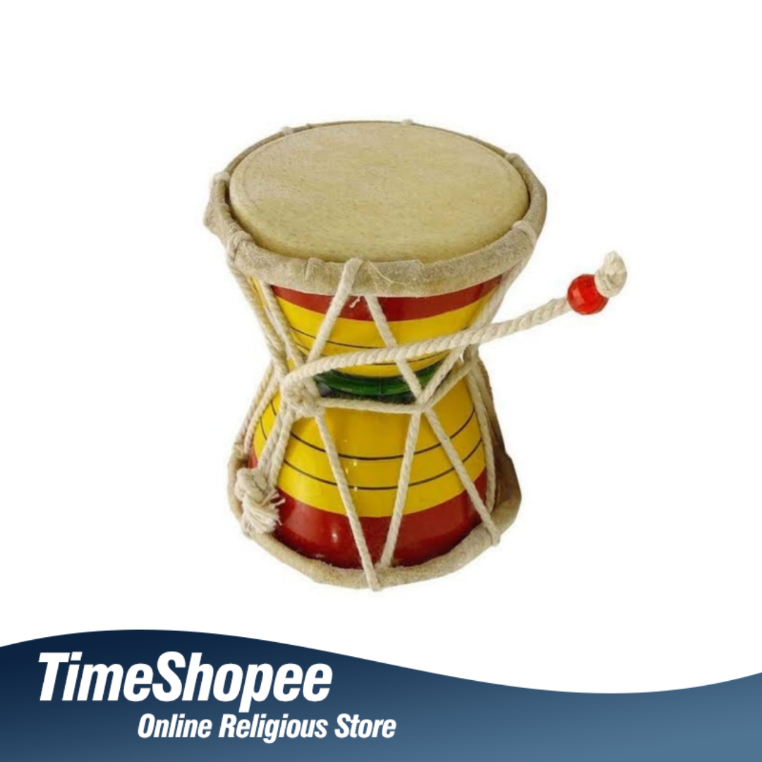 Wooden Damru, Shiv Ji Damroo, traditional percussion instrument for spiritual rituals.