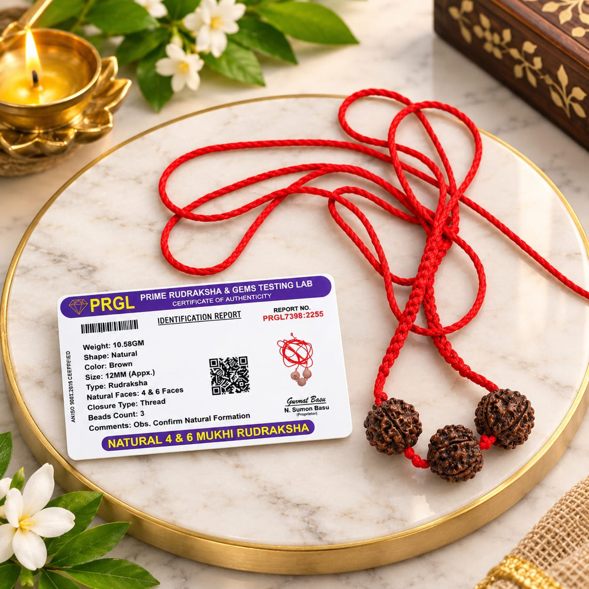 4 and 6 Mukhi Nepal Rudraksha Mala for Students Saraswati Bandh for Study and Meditation
