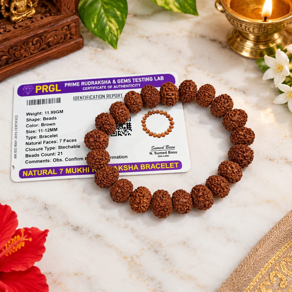 5 Mukhi 7 Mukhi Rudraksha Bracelet Combo Lab Certified Stretchable Spiritual Bracelet