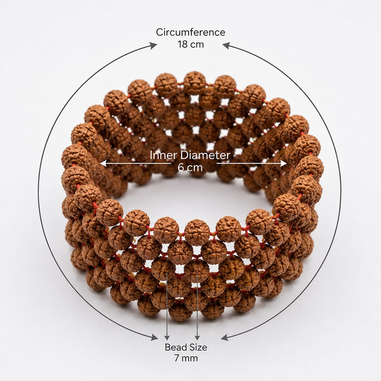 5 Mukhi Rudraksha Bracelet 7MM Multi Layer Stretchable Lab Certified Spiritual Bracelet