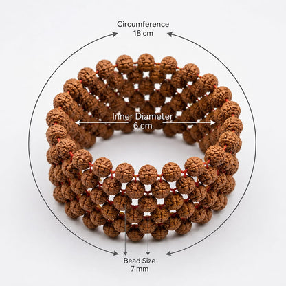 5 Mukhi Rudraksha Bracelet 7MM Multi Layer Stretchable Lab Certified Spiritual Bracelet