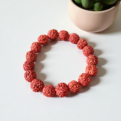 5 Mukhi Rudraksha Bracelet 10MM Beads | Stretchable, Lab Certified | Boost Focus & Peace