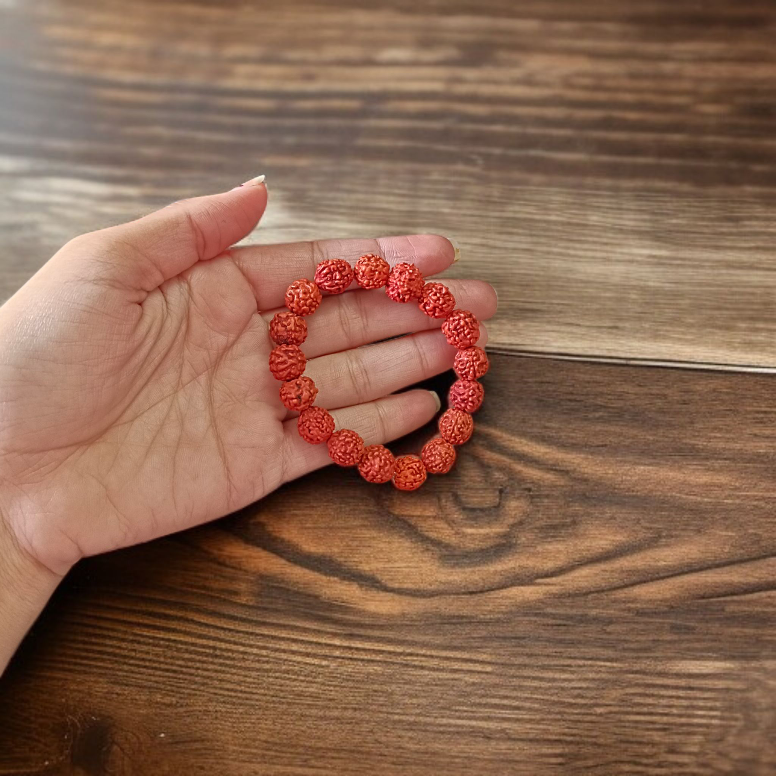 5 Mukhi Rudraksha Bracelet with 11MM beads, lab-certified, stretchable design for daily spiritual wear