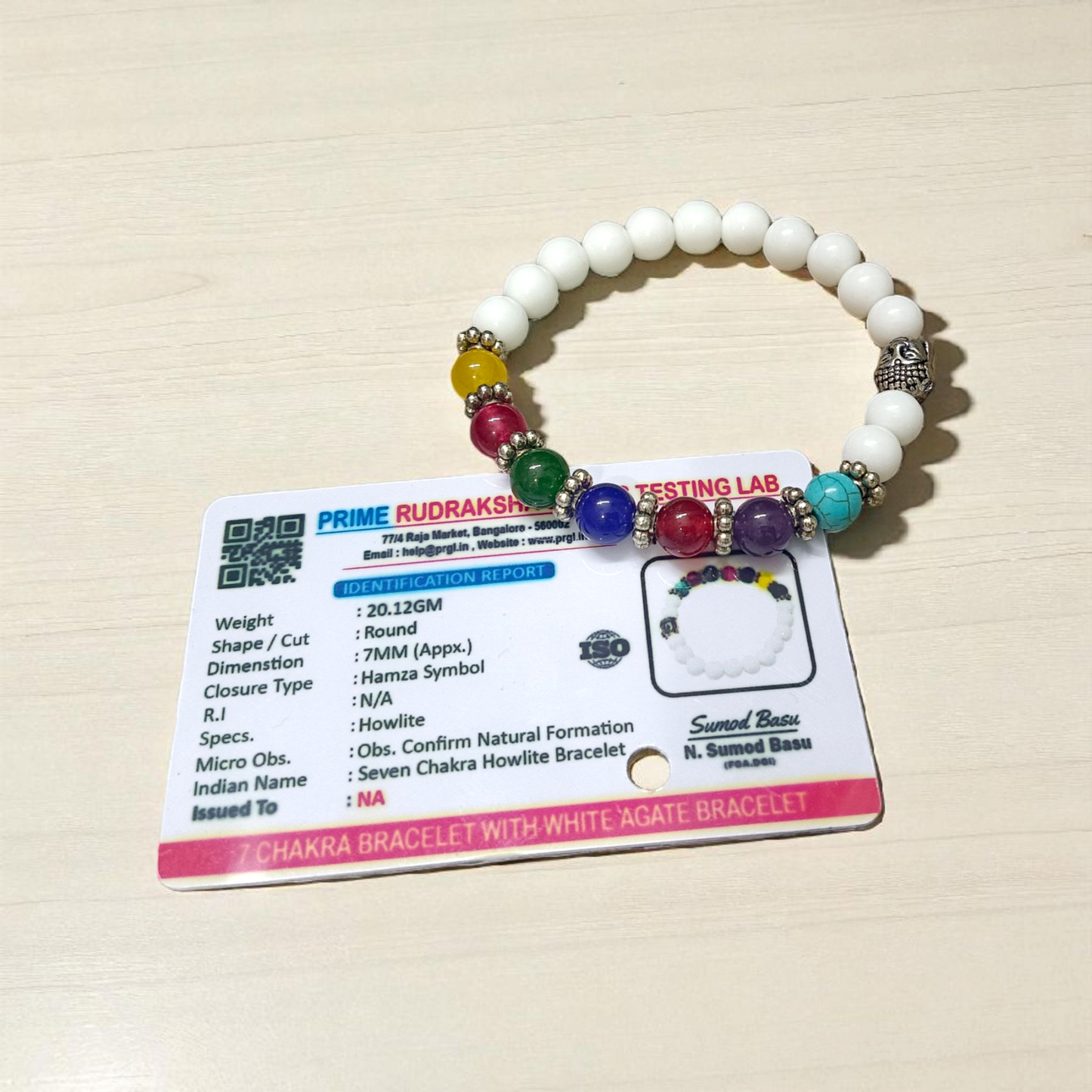7 Chakra with Howlite Bracelet featuring colorful chakra stones and white howlite beads on an elastic thread, spiritual jewelry for men and women