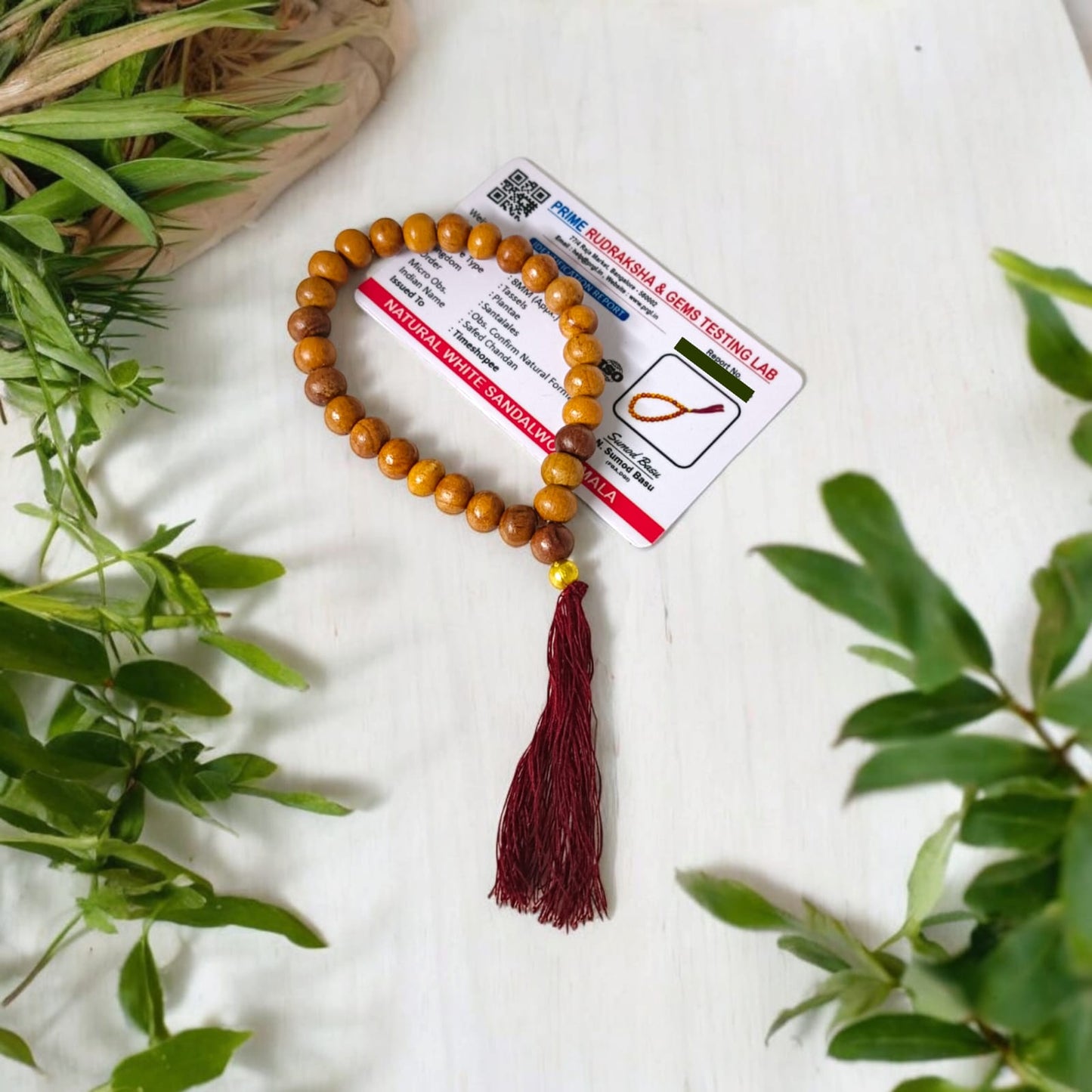 Safed Chandan Mala | 27+1 Beads Lab Certified | White Sandalwood – Timeshopee