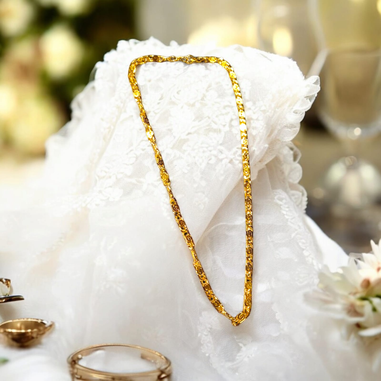 A 20-inch 1-gram gold plated chain featuring a vintage Nawabi design for both boys and girls.