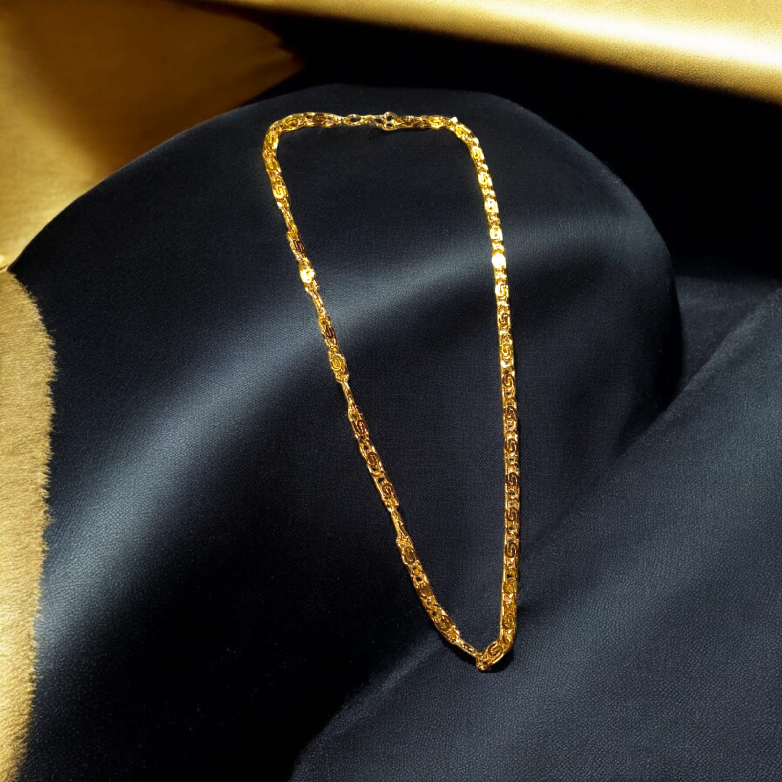A 20-inch 1-gram gold plated chain featuring a vintage Nawabi design for both boys and girls.