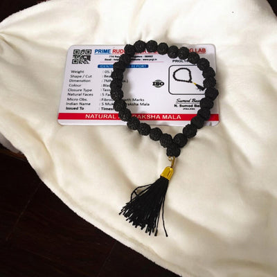 Black Rudraksha Mala 27+1 Beads | Lab Certified | Car, Office & Travel – Timeshopee