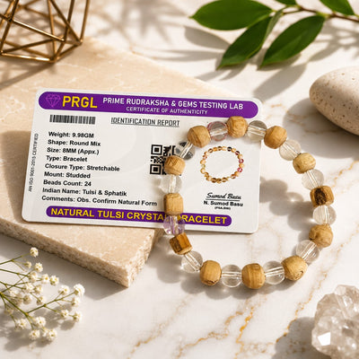 Natural Tulsi Crystal Bracelet | Spiritual Healing & Meditation – Lab Certified