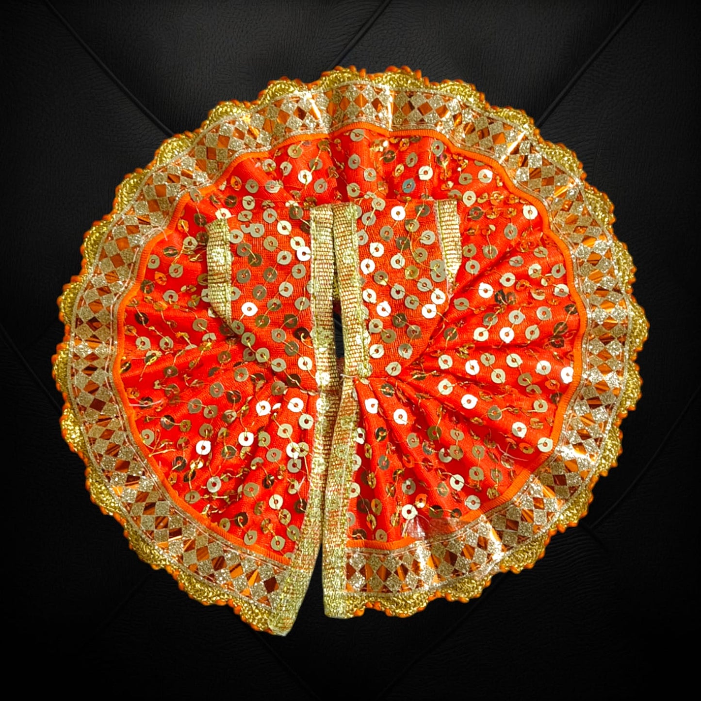 A beautiful Laddu Gopal dress with intricate embroidery, specially designed for Size 3 Laddu Gopal Ji, perfect for pooja functions and festive ceremonies.