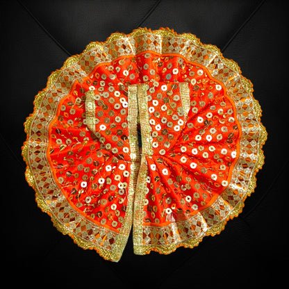 A beautiful Laddu Gopal dress with intricate embroidery, specially designed for Size 3 Laddu Gopal Ji, perfect for pooja functions and festive ceremonies.