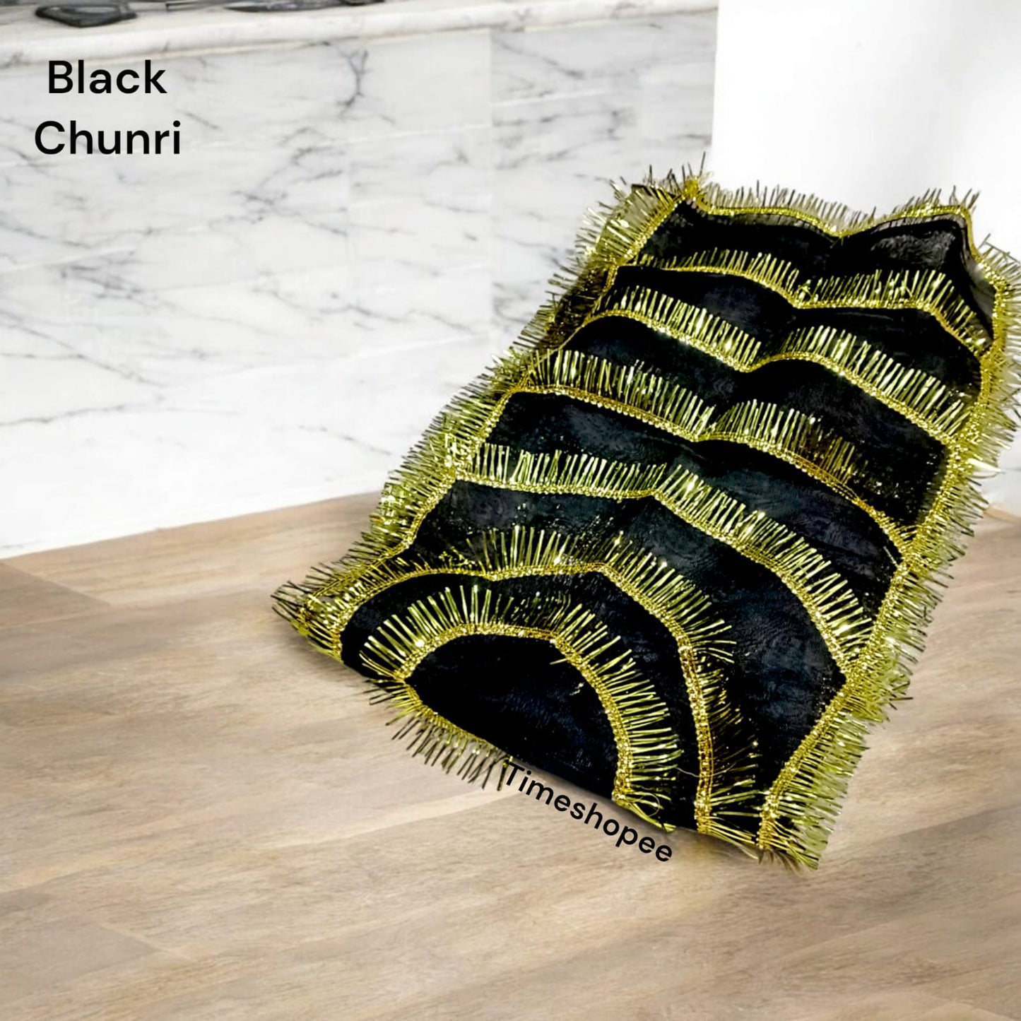 A black chunri available in 3 sizes, traditionally used to adorn Maa Kaali, Bhairav, or Shani Dev idols during religious rituals, symbolizing protection and strength.