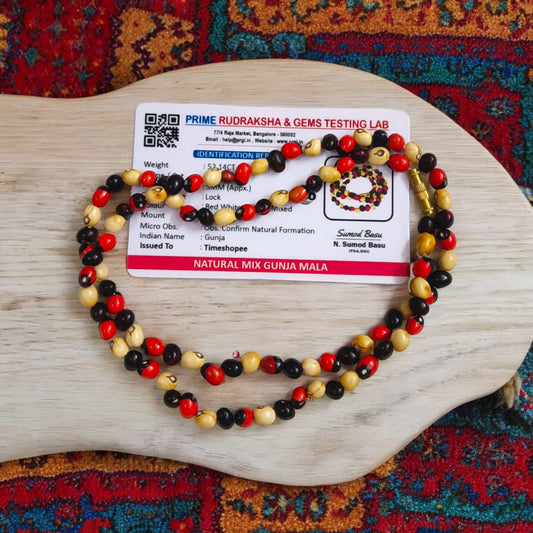Gunja Mala | Red, White & Black Mix | Lab Certified Spiritual Beads – Timeshopee
