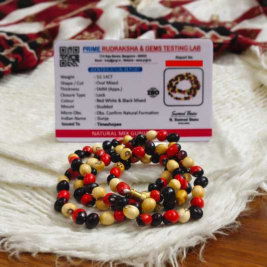 Gunja Mala | Red, White & Black Mix | Lab Certified Spiritual Beads – Timeshopee