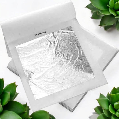 A set of 10 pure silver leaves (Chandi Vark) used for decorating offerings in religious ceremonies, particularly during Hanuman Ji worship.