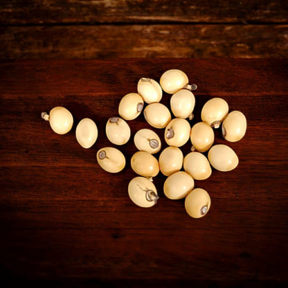 A set of 21 lab-certified Gunja seeds in red, white, and black, featuring loose beads ideal for spiritual use, crafting, or decoration.