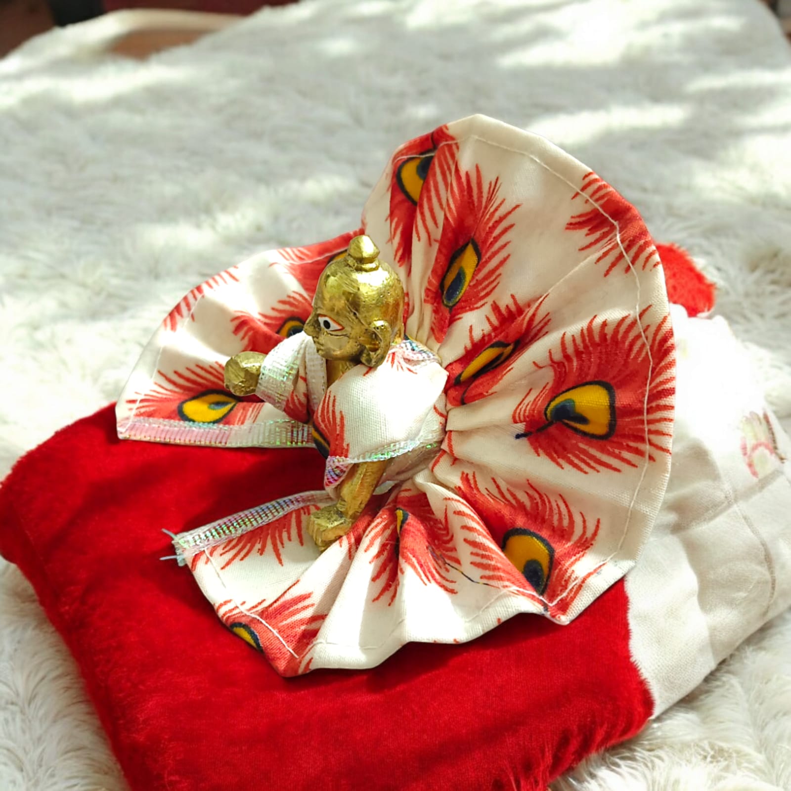 A soft cotton Laddu Gopal dress (poshak) for 1 No. Laddu Gopal, perfect for daily pooja or casual rituals with a lightweight and comfortable design.