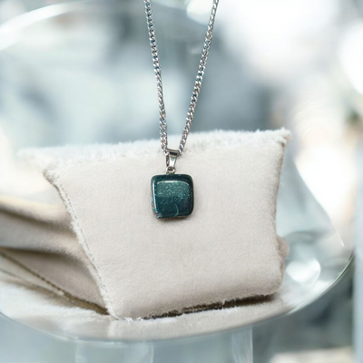 African Green Jade Healing Tumbled Stones Pendant with White Metal Chain – Lab Certified