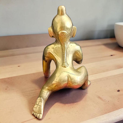 Ashtadhatu Brass Laddu Gopal Idol 10 Inch Divine Krishna Murti for Home Temple Daily Puja Premium Brass Krishna Statue by Timeshopee