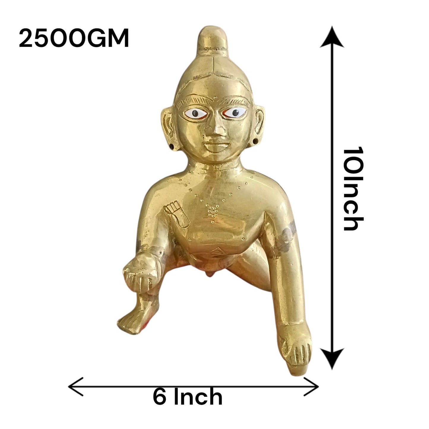 Ashtadhatu Brass Laddu Gopal Idol 10 Inch Divine Krishna Murti for Home Temple Daily Puja Premium Brass Krishna Statue by Timeshopee