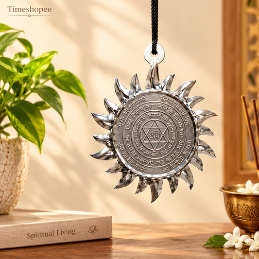 Ashtbhairav Yantra with black thread, featuring detailed depictions of eight Bhairavas, designed for hanging in home or office for protection and positive energy.