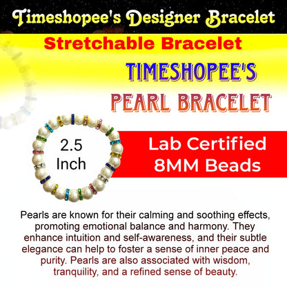 A stunning Original Pearl Bracelet with 8MM lab-certified natural pearls, designed with a stretchable band for comfort and elegance.