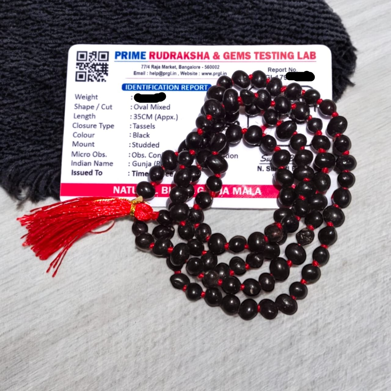 Black Gunja Mala with Lab Certification