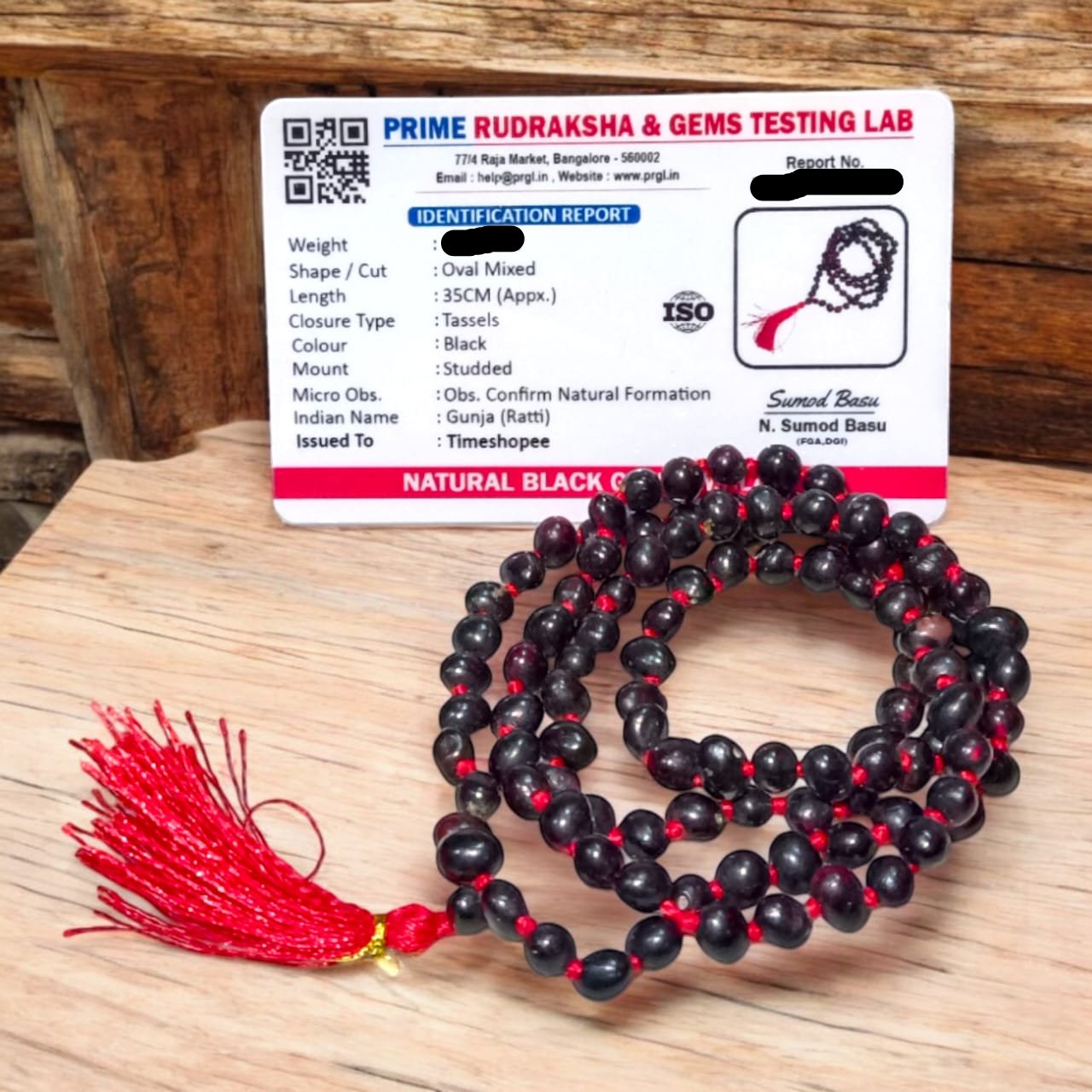 Black Gunja Mala with Lab Certification