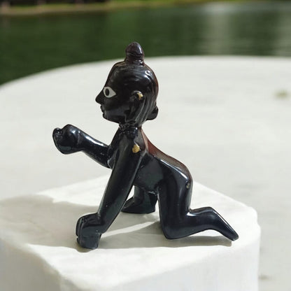 Black Laddu Gopa | Bal Gopal In Black Color Small Size | 1 No. | Timeshopee