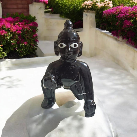 Black Laddu Gopa | Bal Gopal In Black Color Small Size | 1 No. | Timeshopee
