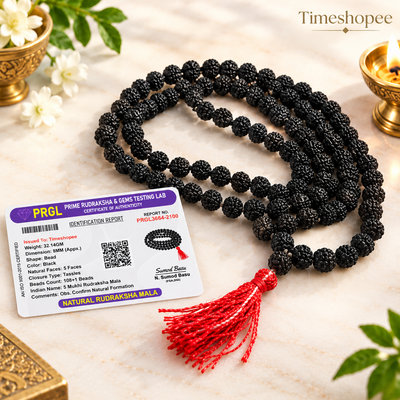Black Rudraksh Mala 108+1 Beads 7-8mm | 5 Mukhi Lab Certified Rudraksha Mala – Timeshopee