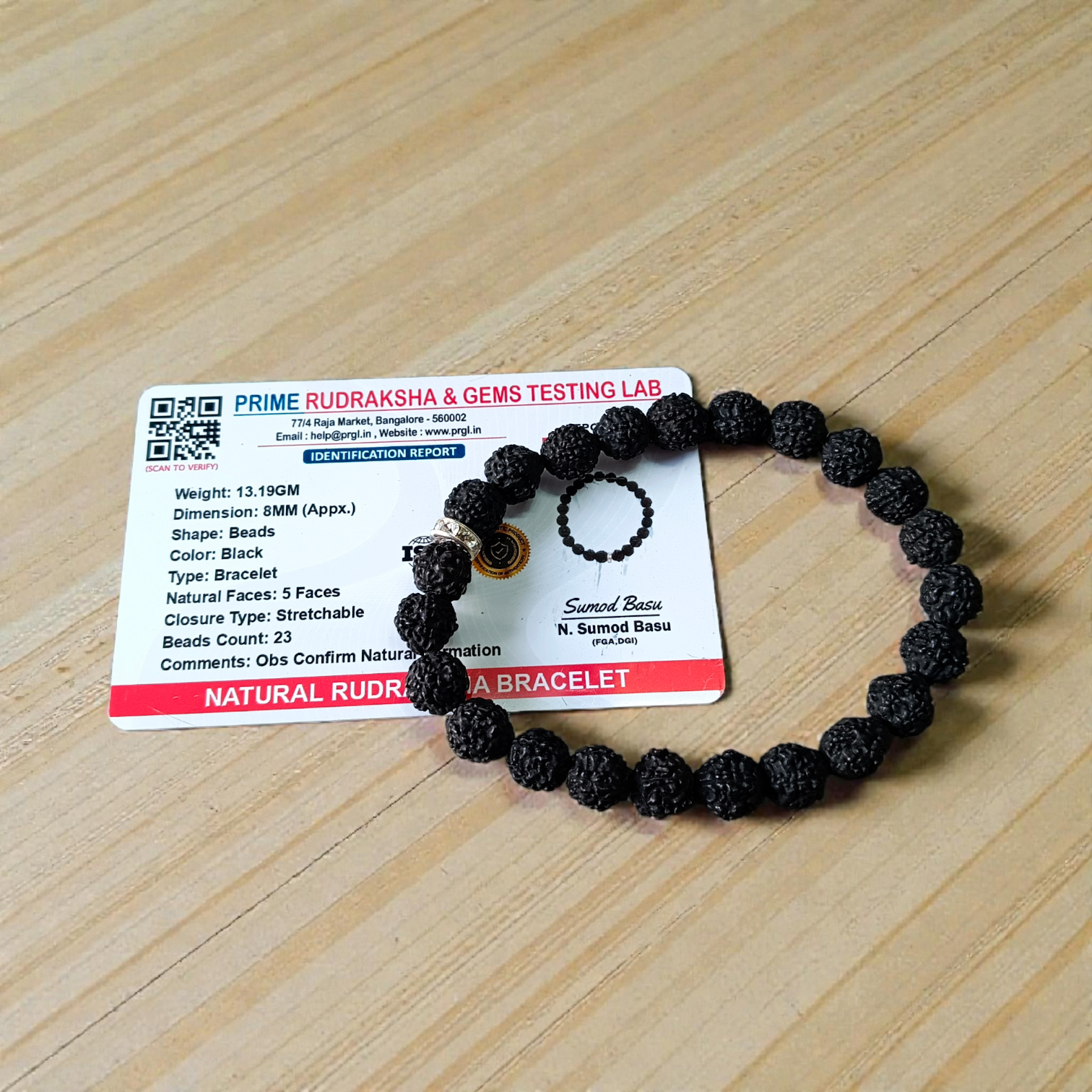 Black Rudraksha Bracelet - 5 Mukhi Black Rudraksha Bracelet Lab Certified | 7mm Beads Stretchable Bracelet | Perfect for Spiritual Healing & Daily Wear
