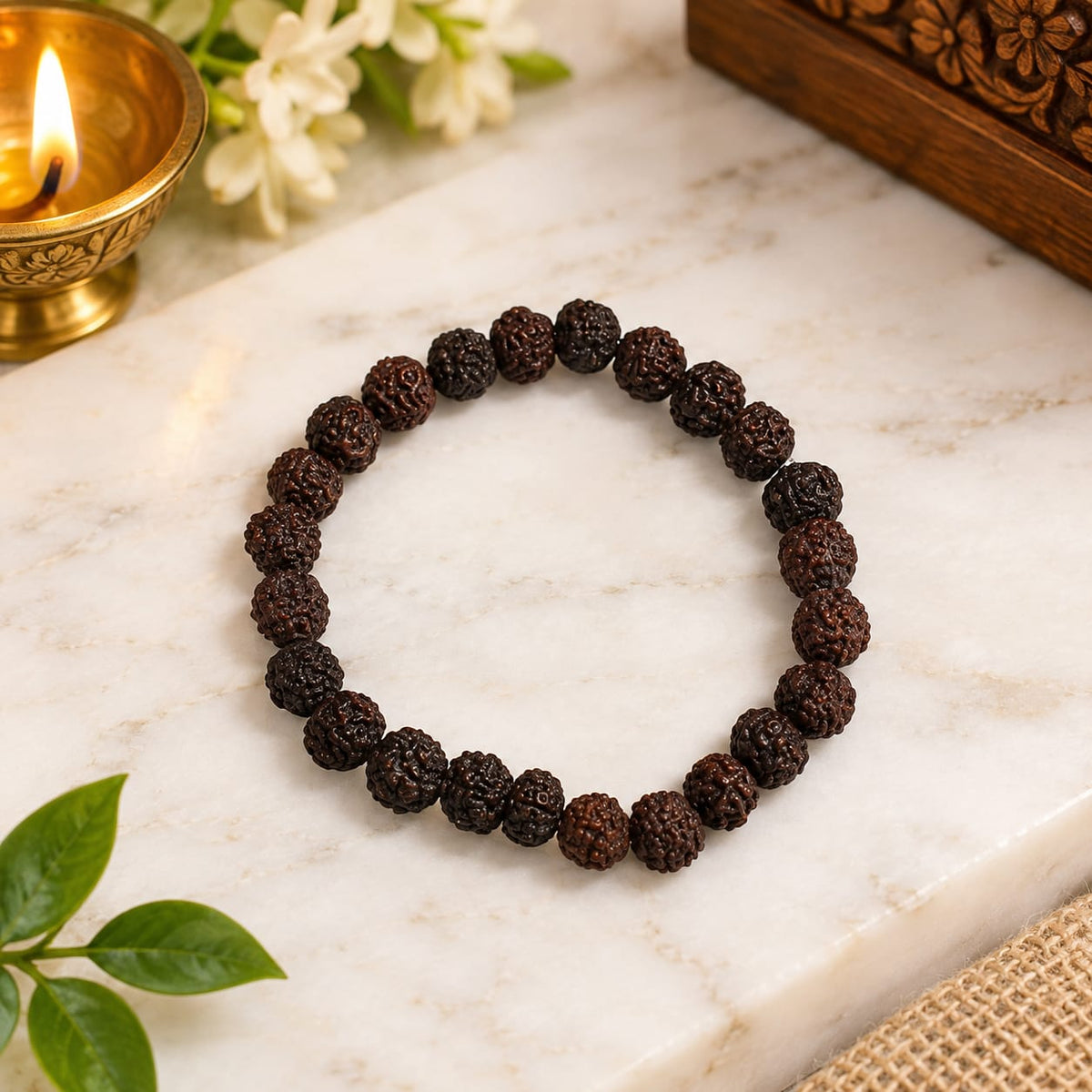 Black Rudraksha Mala and Bracelet Combo Lab Certified for Meditation Yoga