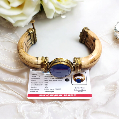 Blue Hakik Bracelet | Blue Agate Stone Antique Bracelet – Lab Certified Timeshopee