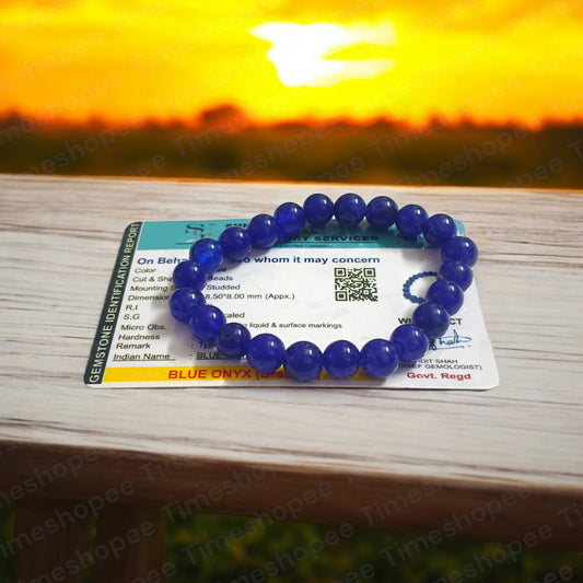Blue Onyx Bracelet for Healing & Energy | Lab Certified Spiritual Bracelet – Timeshopee