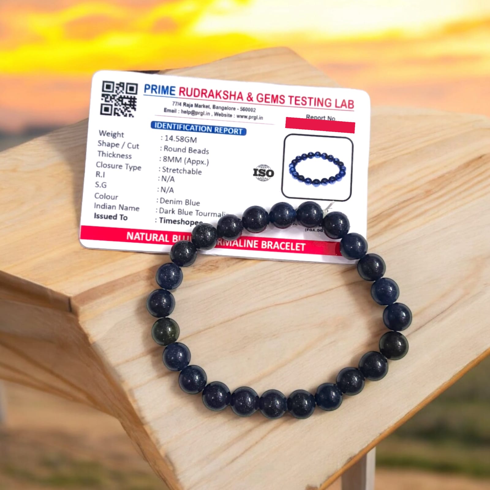 Blue Tourmaline Bracelet | Lab Certified | Timeshopee