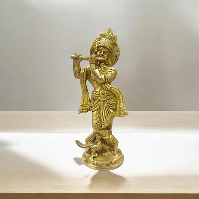 Brass Krishan Ji Murti – Thakur Ji Idol for Home Temple & Pooja | Timeshopee