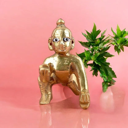 Brass Laddu Gopal Idol in Various Sizes - Bal Gopal Statue by Timeshopee-Online Religious Store