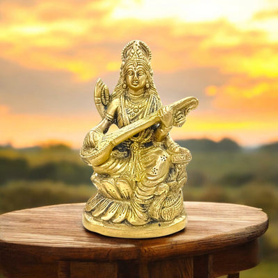 Brass Saraswati Murti – Maa Saraswati Brass Idol for Home