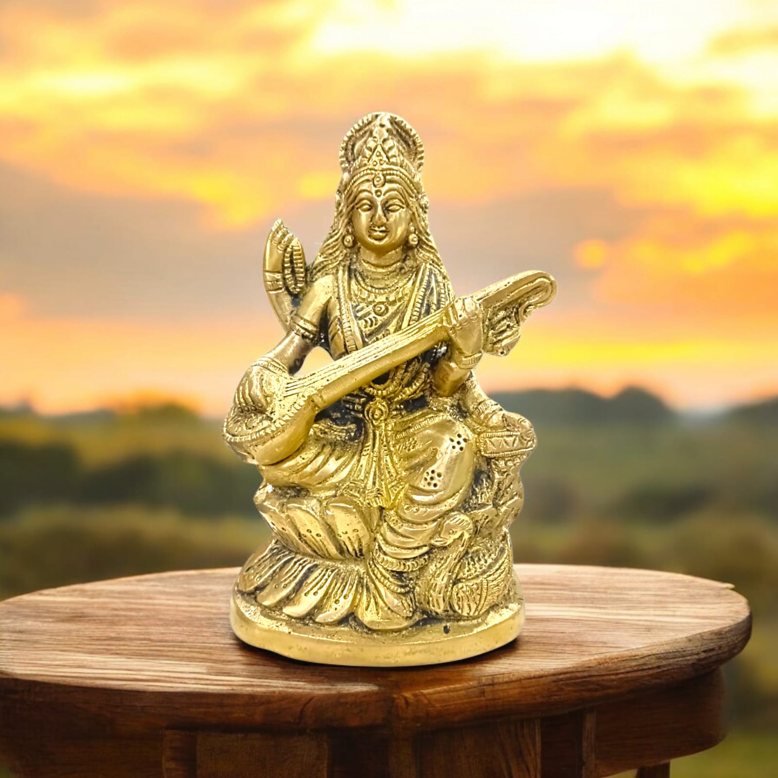 Brass Saraswati Murti | Maa Saraswati Idol | Timeshopee