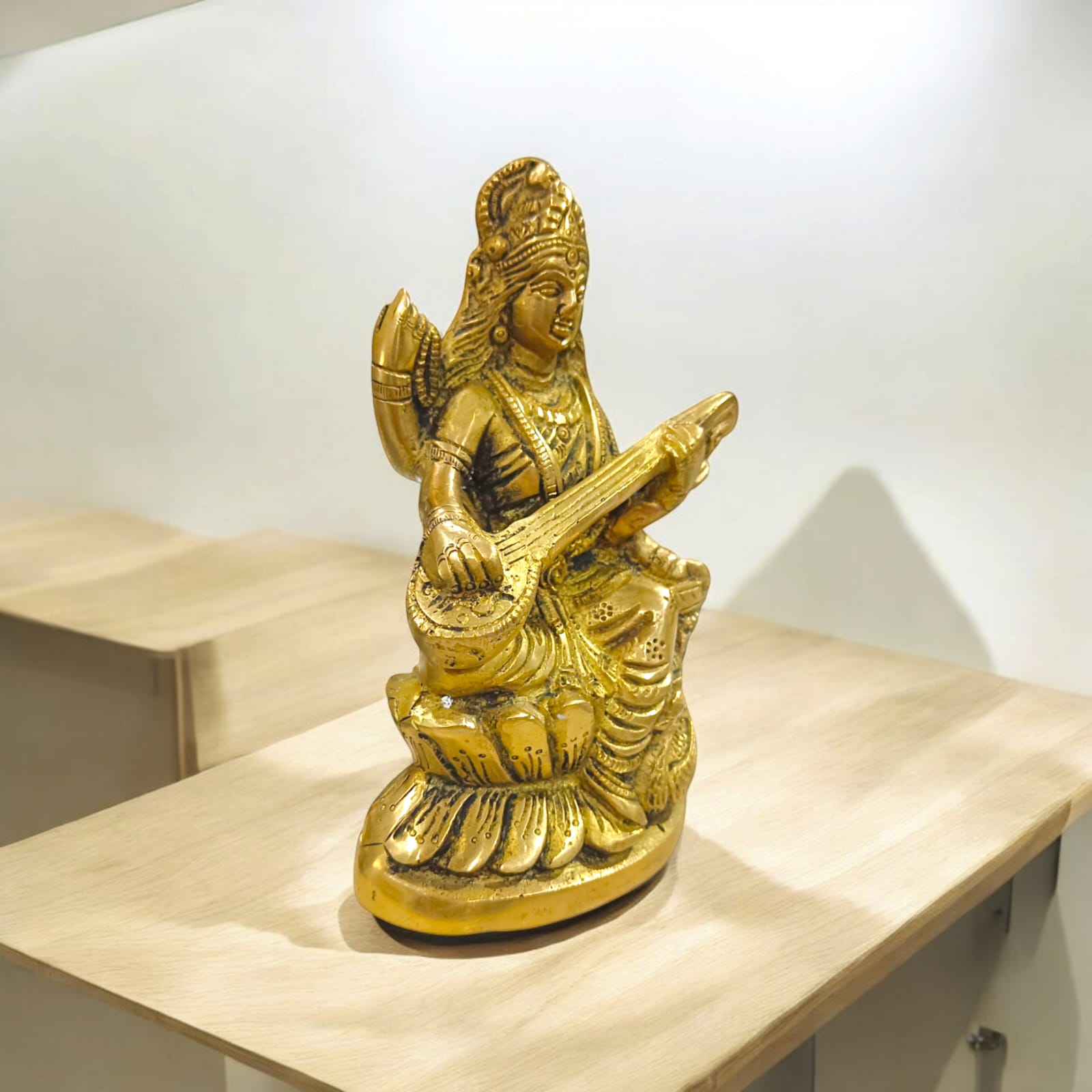 Brass Saraswati Murti | Maa Saraswati Idol | Timeshopee