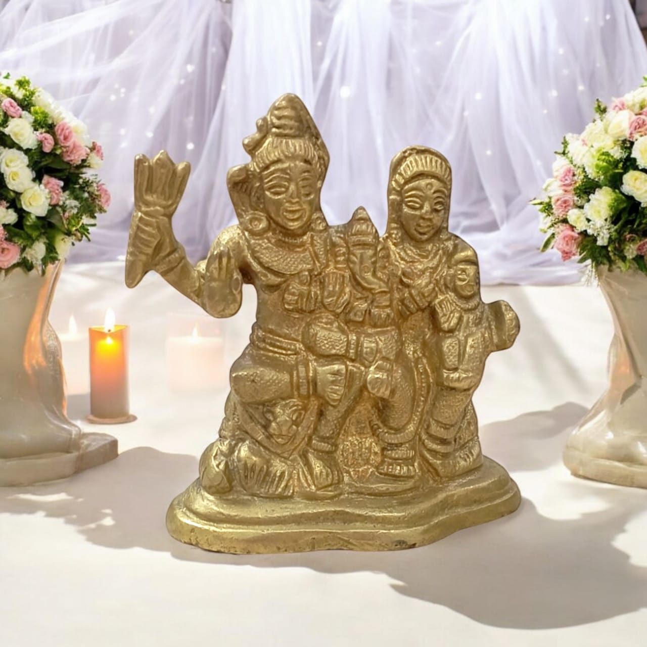 Brass Shiv Parivar | Shiv Parvati Ganesh Idol | Timeshopee