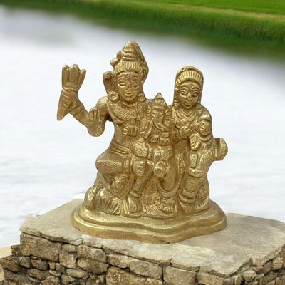 Brass Shiv Parivar Idol – Shiv Parvati Ganesh Murti for Home