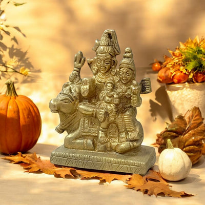 Brass Shiv Parivar Idol – Shiv Parvati Ganesh Murti for Home